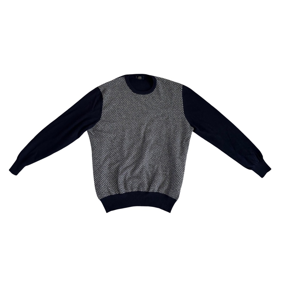 Boggi Milano 100% Virgin Wool Houndstooth Crewneck Mens Sweater size Large/XL